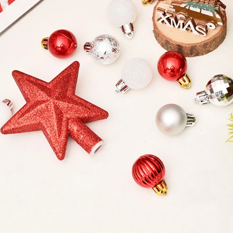 Decoración de árbol de Navidad, adorno de estrella brillante y bola, conjunto de 30 para fiesta de Navidad, vacaciones, hogar y oficina - imagen 3