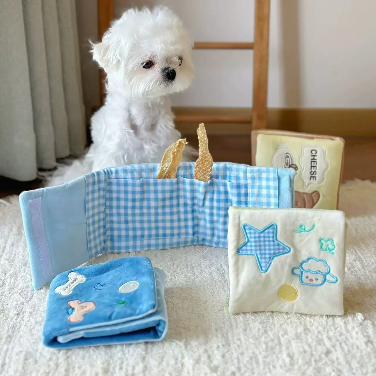 Libro peluche plegable con sonido para perros – Juguete interactivo - imagen 2