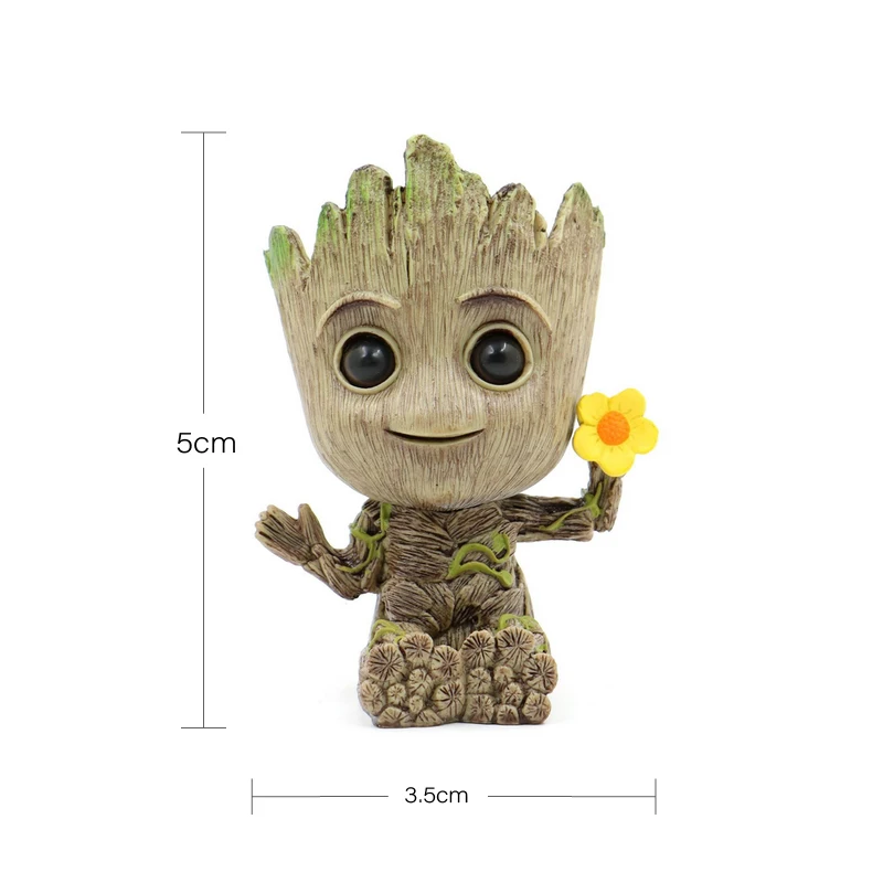 Figuras de acción de los vengadores Groots de Disney, Mini portalápices, maceta de flores, juguetes de Anime, Groots sentado, regalos de Navidad para niños - imagen 5