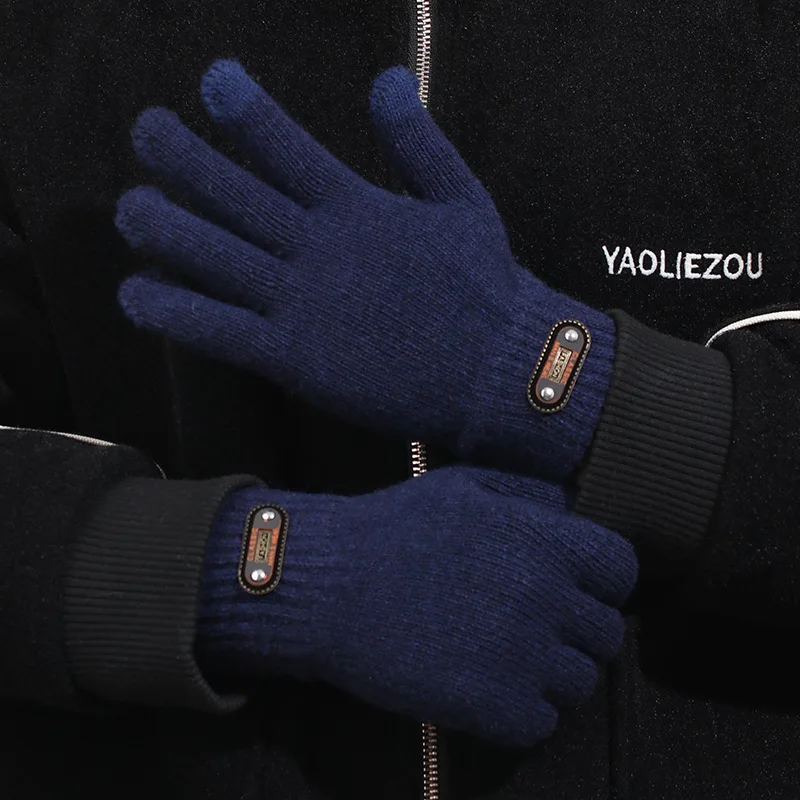 Guantes de ciclismo de punto para hombre de invierno, aptos para pantalla táctil, para el calor en el clima frío con dedos separados - imagen 4