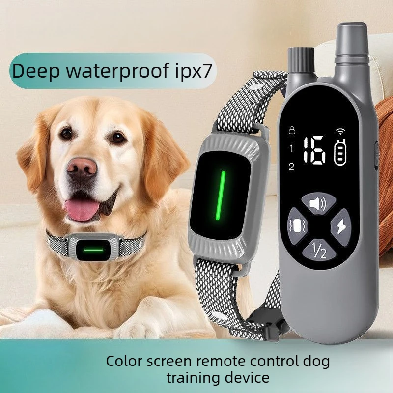Collar de adiestramiento para perros con control remoto y pantalla
