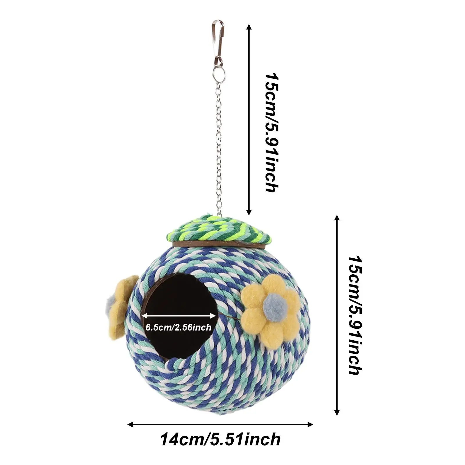 Hanging Bird House Playground Breeding Cave Sleeping Parrot Hide Hut Bird Cage Accessories, Hideout for Hamster Canary