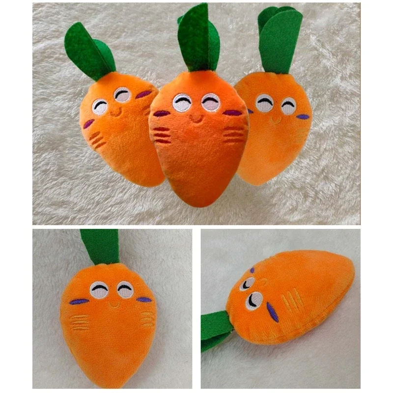 Juguetes interactivos para perros pequeños a medianos, juguete de peluche chirriante, duradero, relleno, masticable, forma de zanahoria de dibujos animados - imagen 5