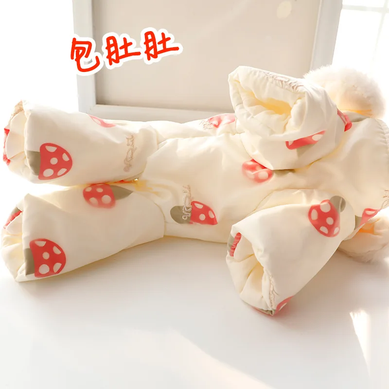 Mono de otoño e invierno para mascotas, abrigo para el vientre, peluche de princesa para perros pequeños, pantalones de cuatro patas, ropa para cachorros, pijamas para perros pequeños - imagen 3