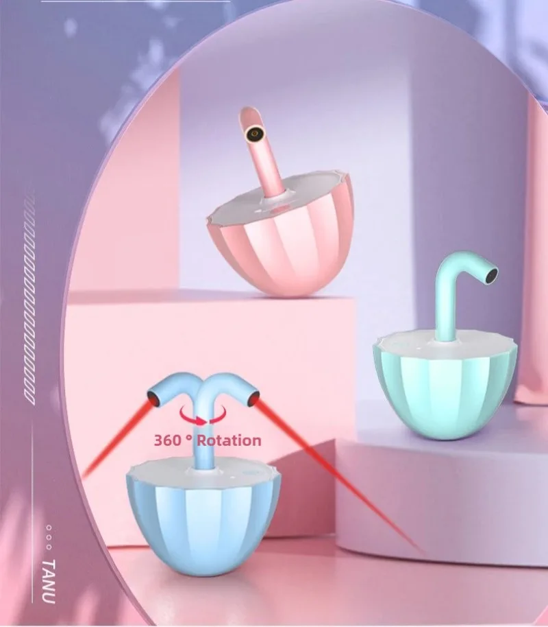 Un tazón azul y rosa con una rotación 360