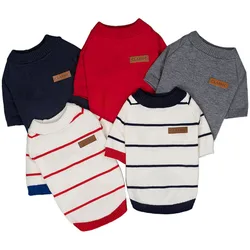 Ropa para perros, Sudadera con capucha de punto blanca de invierno, suéter a rayas para perros pequeños, Chihuahua, perro salchicha, Jersey de punto para cachorros XS