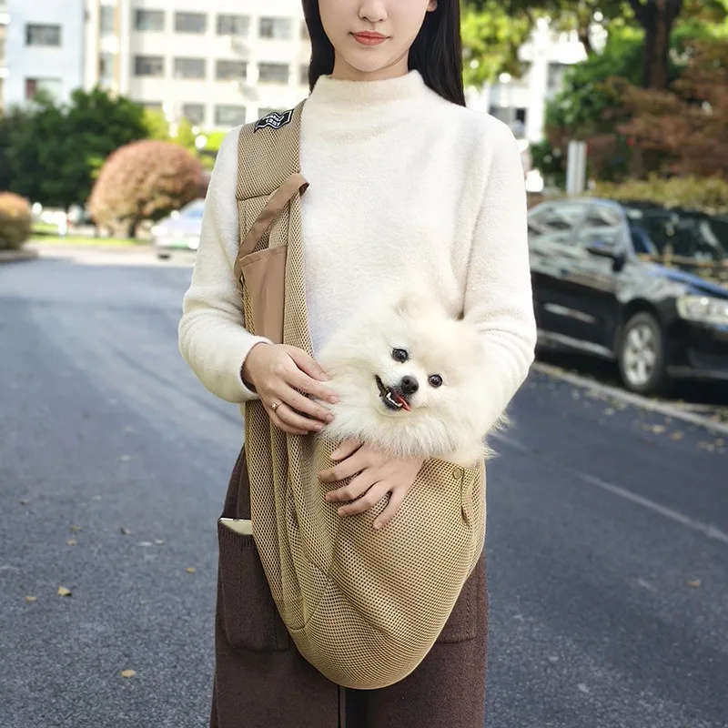 Cómoda bolso de hombro tipo bandolera para mascotas, portátil, para viajes al aire libre, gato, cachorro, bandolera, bolsa de gran capacidad, suministros de transporte para perros - imagen 4