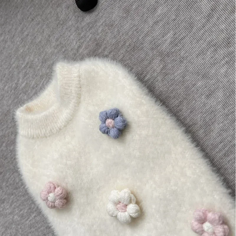 Suéter para mascotas, suéter de flores, ropa bonita para gatos, ropa de invierno para mascotas, abrigo inferior para perros, abrigo de invierno para perros, suéter para perros, ropa para cachorros - imagen 3