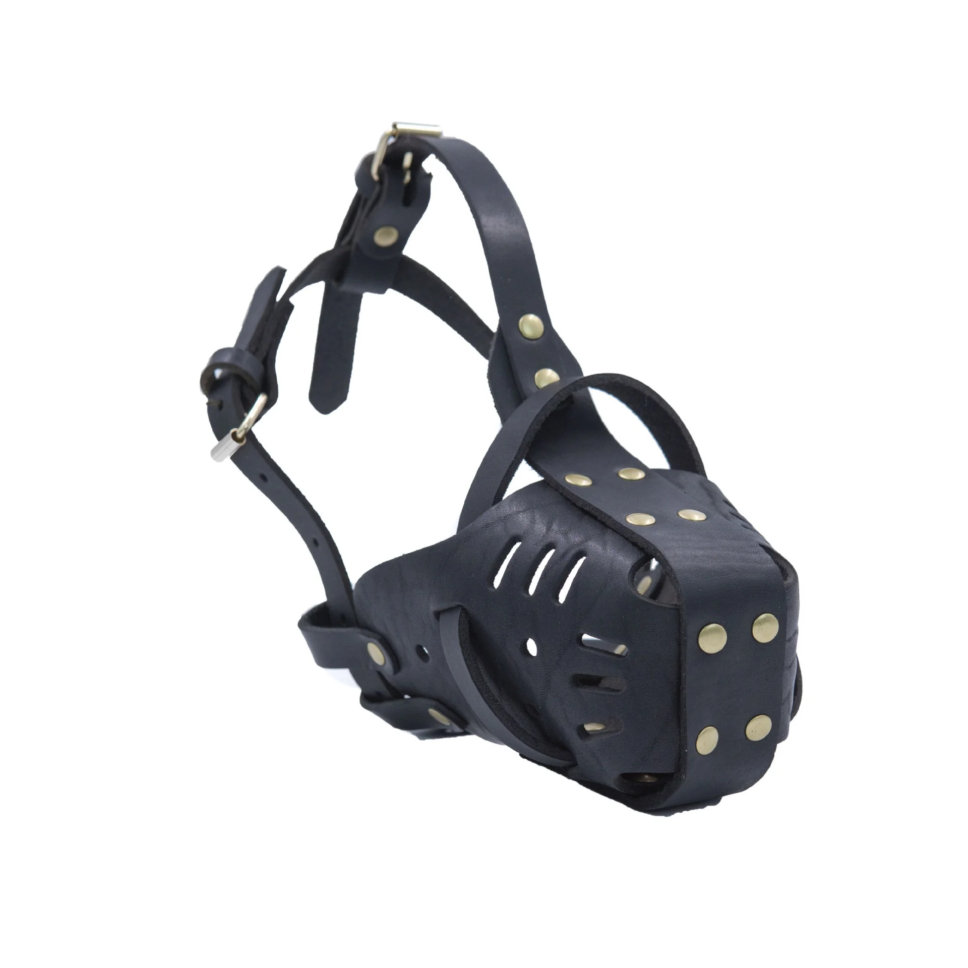 Bozal de cuero genuino para mascotas, bozal de cuero seguro antiladridos para perros pequeños, medianos y grandes, bozal ajustable transpirable para perros - imagen 2