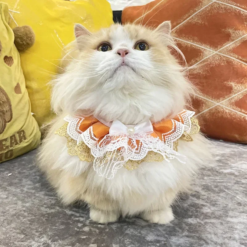 Bonita bufanda ajustable para perros con lazo de encaje, Bandana para mascotas, toalla para babas, pañuelo para gatos y perros, suministros para mascotas, accesorios - imagen 4