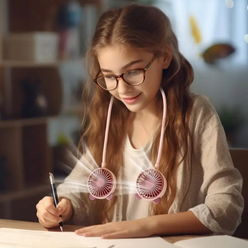 Ventilador portátil ajustable de 2 velocidades, dispositivo Personal recargable por USB, plegable, para cuello - imagen 4