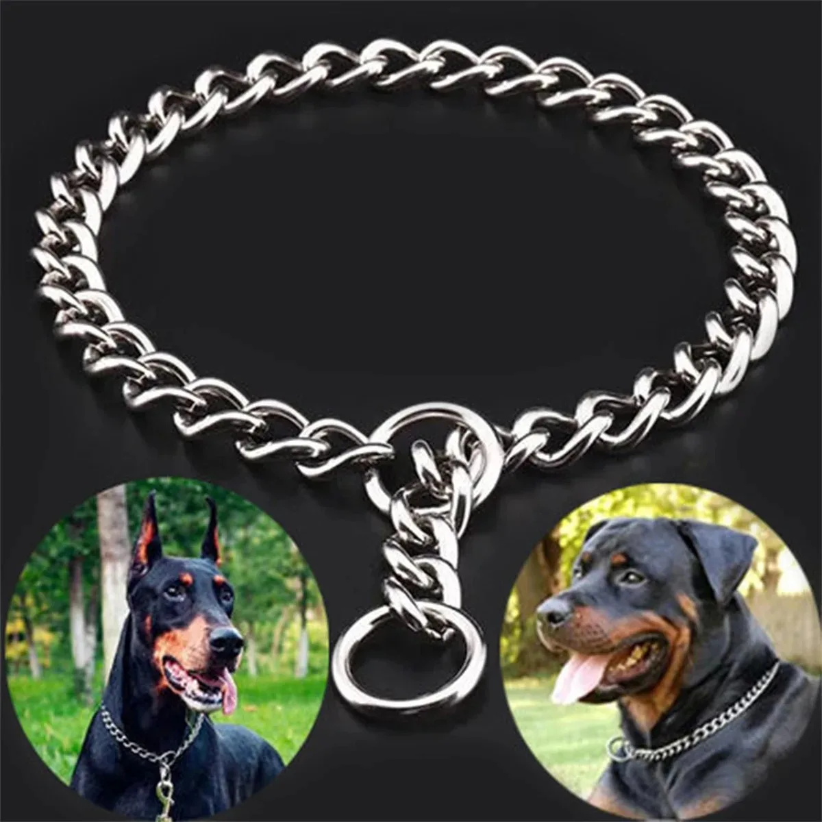 Collar de cadena de serpiente P para mascotas, Collar de estrangulación para perros, cadena de barco de acero inoxidable para perros, Collar de estrangulación de entrenamiento ajustable para Bulldog - imagen 3