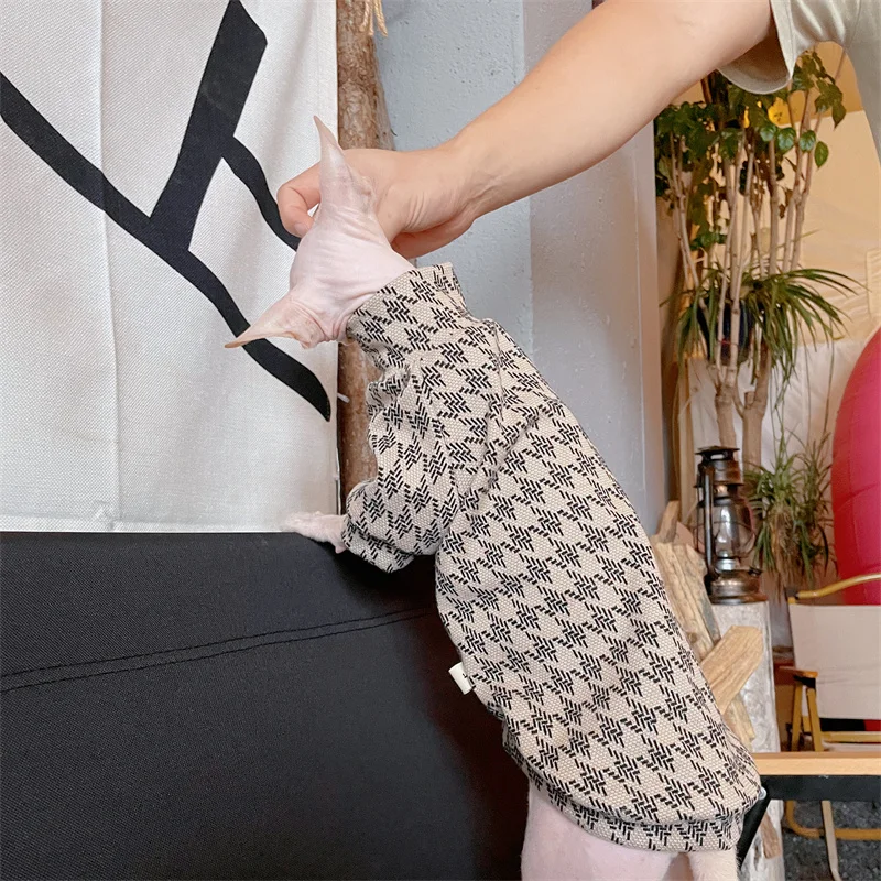 Ropa para gatos Espesar Sudadera suave y cálida para gatos machos Perros Devon Rex Elegante abrigo de algodón en otoño Sphynix Mono en primavera - imagen 3