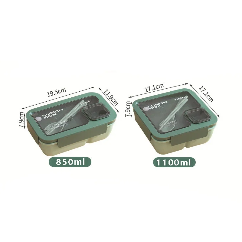 Fiambrera portátil para niños con tenedor y palillos, caja Bento de gran capacidad de 850/1100ML, contenedor de almacenamiento de alimentos para microondas - imagen 2