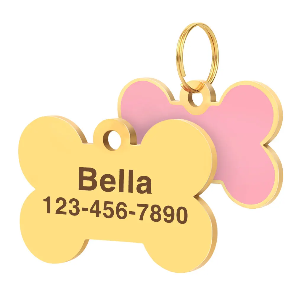 Etiqueta de perro personalizada con forma de hueso, colgante con placa con nombre de gato y cachorro, etiquetas de nombre de mascota grabadas gratis, antipérdida para perros y gatos, accesorios para Collar - imagen 5