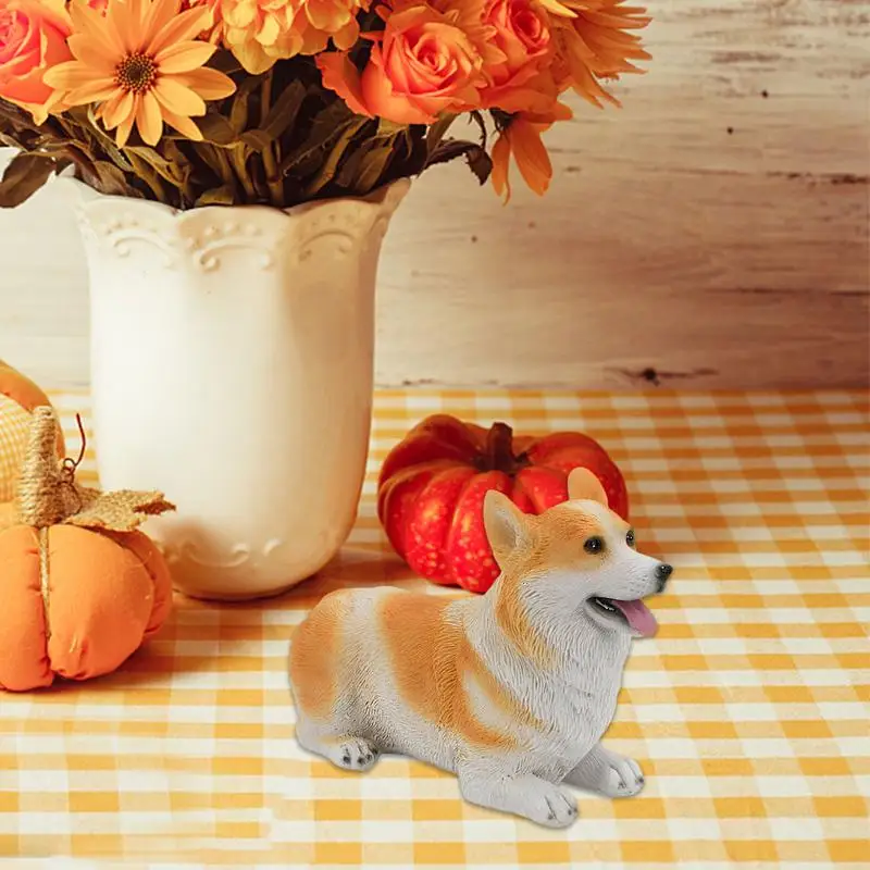 Figuras de perro sentado artificiales de escritorio, figuras de perro con expresiones vívidas para sala de estar, fotografía de dormitorio - imagen 5