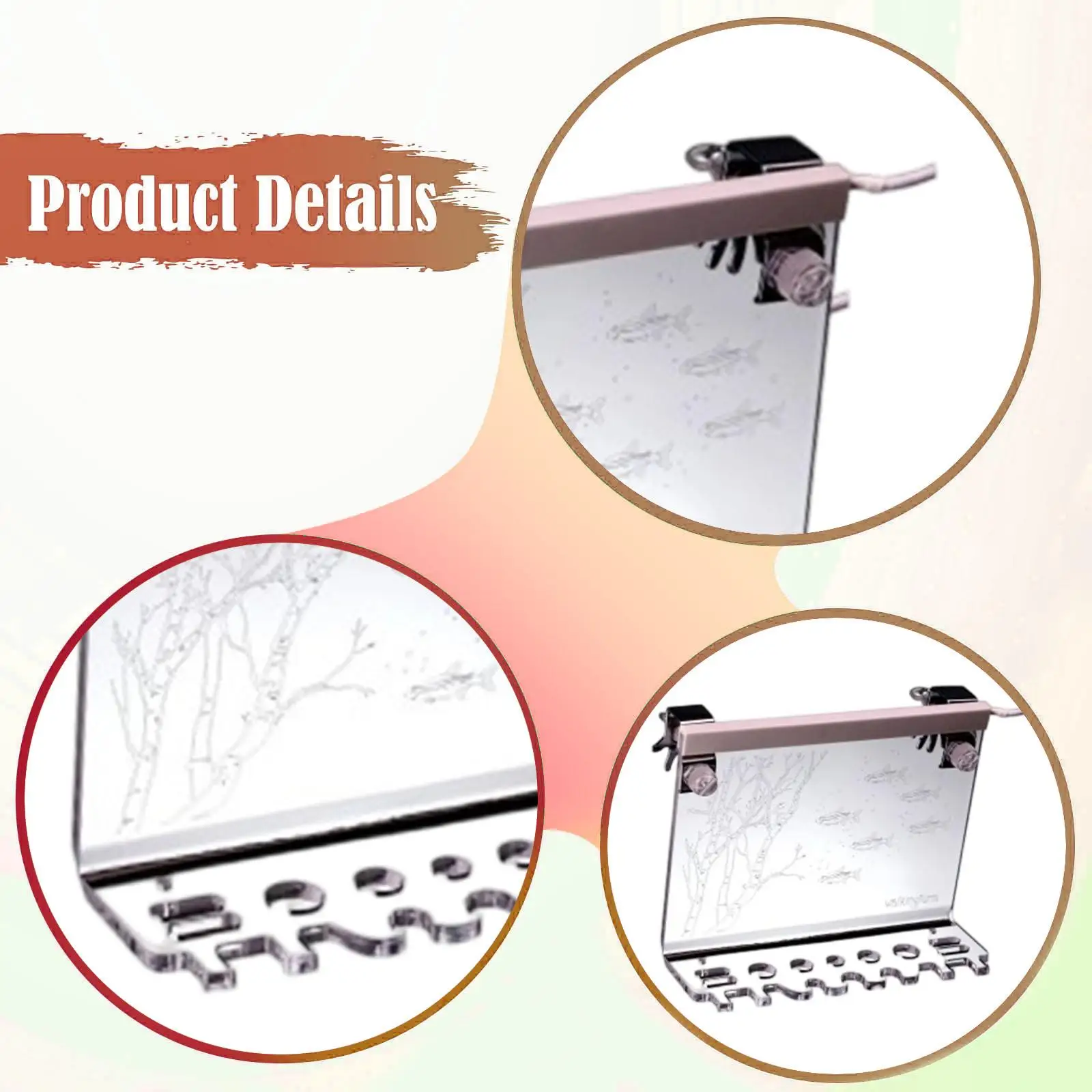 Estante de almacenamiento de herramientas para acuario, soporte acrílico montado en la pared con luz ajustable para acuarios y peceras - imagen 5