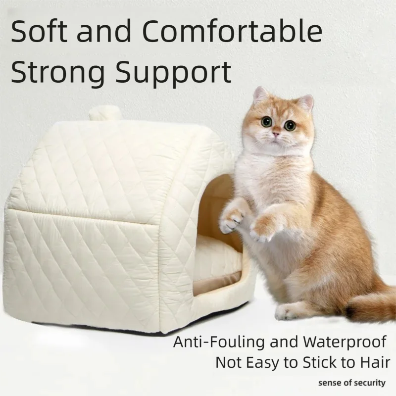 Winter Warm Small Dog House Half Enclosed Soft Plush Pet Bed Indoor Outdoor Kennel Cat Nest Cosy Cave-Style Puppy pet Supplies - imagen 2