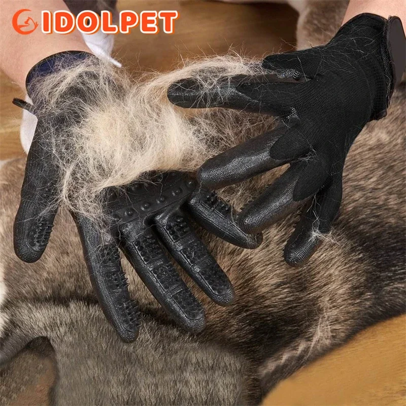Guantes de aseo para mascotas, guantes para quitar el pelo de baño, guantes de ducha para mascotas, cepillo para quitar el pelo de perros y gatos, cepillo removedor de goma - imagen 4