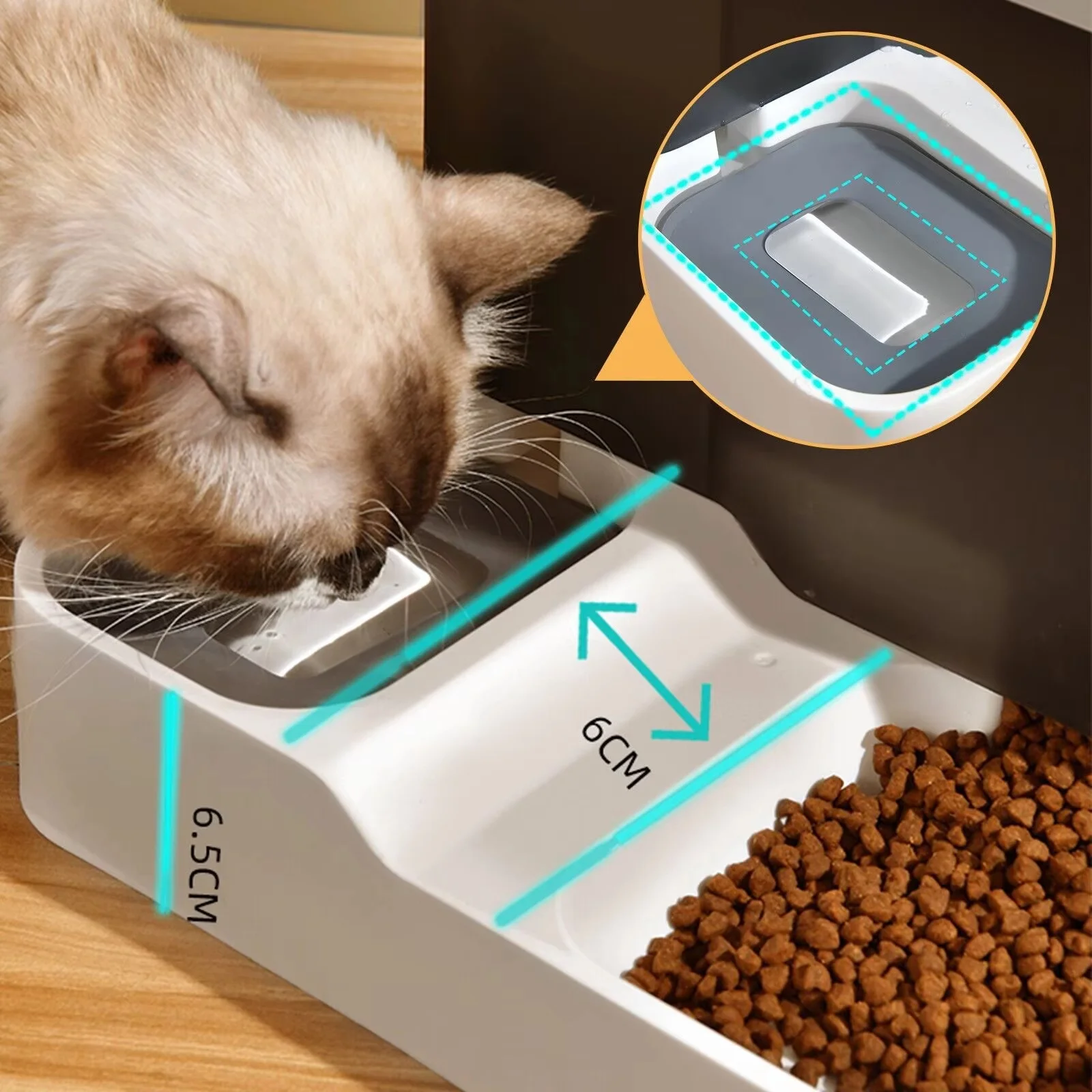Alimentador 2 en 1 para mascotas, tazón dispensador de agua y comida, botella automática para perros y gatos, suministros de autoalimentación para mascotas, separación en seco y húmedo de gran capacidad - imagen 5