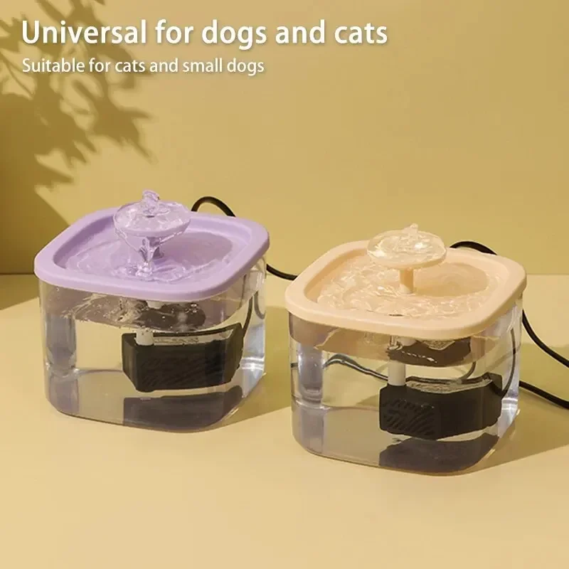 Comedero de agua transparente para mascotas, dispensador de agua automático, mini fuente, enchufe chino, silencioso, 1000ml