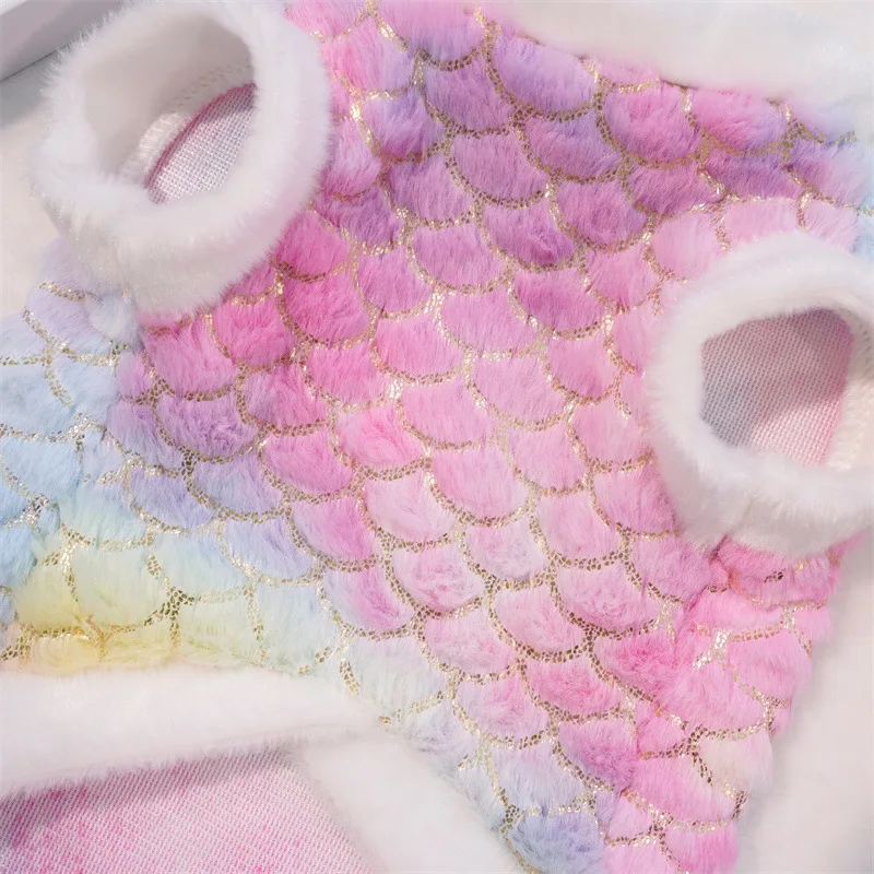 Ropa de lana para perros, Sudadera con capucha de manga corta para cachorros de sirena de invierno para perros pequeños y medianos, sudadera para perros Chihuahua Yorkie y gatitos XXL - imagen 3