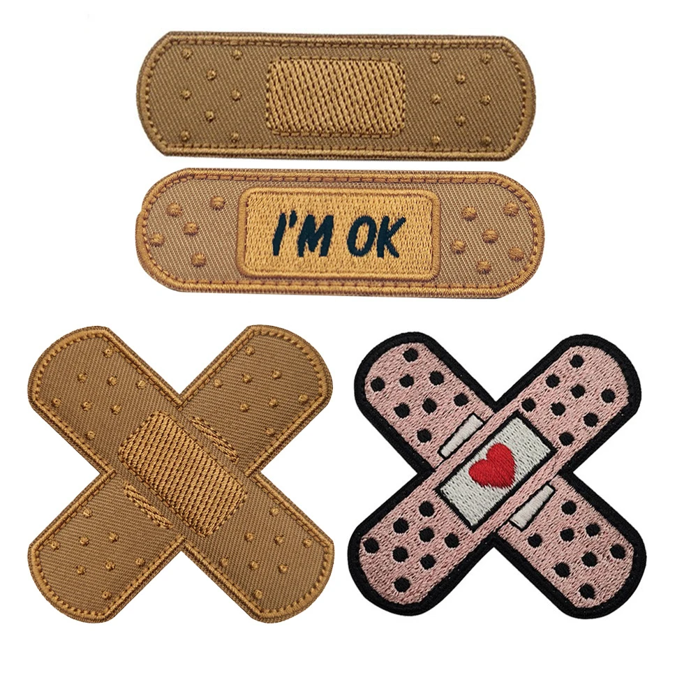 Parche bordado de tirita falsa, insignia para brazalete, apliques de costura, adornos, parches decorativos para bolsos y ropa