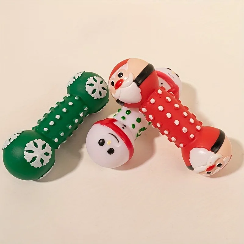 Juguete para masticar para perros, árbol de Navidad de vinilo, muñeco de nieve, Papá Noel, juguete con barra chirriante para interiores, perros pequeños/medianos/juguetes para la dentición de gatos - imagen 2