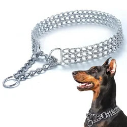 Collar cadena triple perro fuerte resistente mordeduras