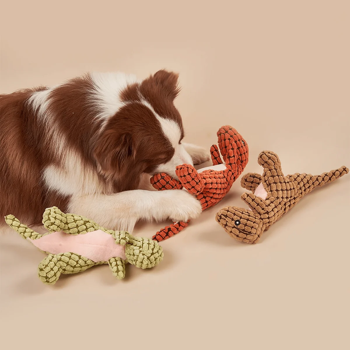 Juguete de peluche chirriante en forma de dinosaurio para perros - imagen 4
