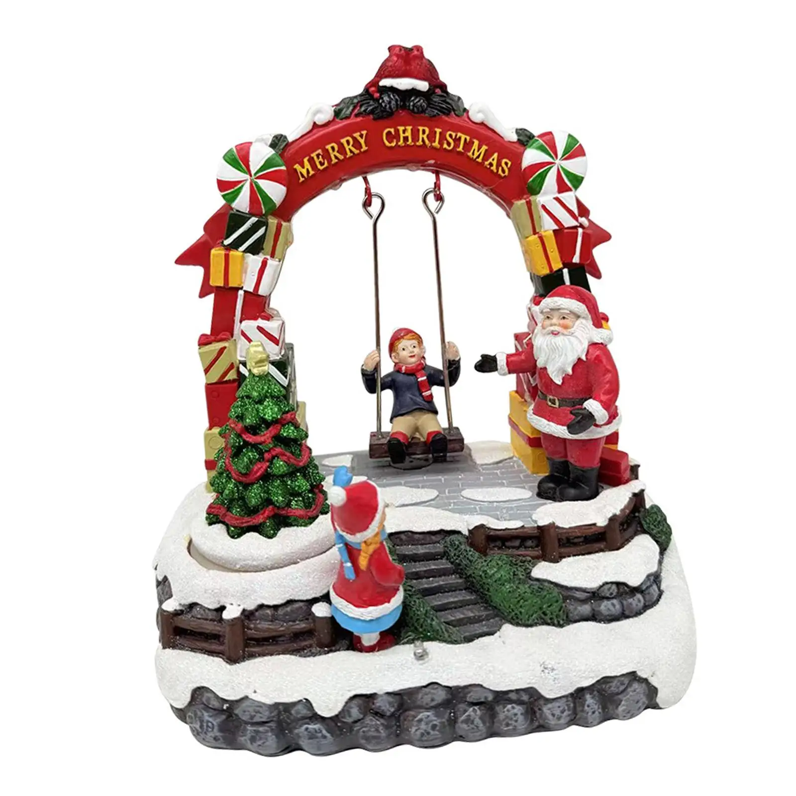 Caja de música navideña, decoración navideña, árbol de Navidad giratorio, musical - imagen 4