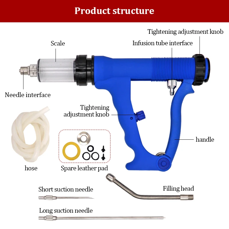 Jeringa medicinal de alimentación continua, dispositivo dosificador veterinario para animales, cerdo, pollo, ganado, ganado, 10/20/30/50ml, 1 Uds. - imagen 3