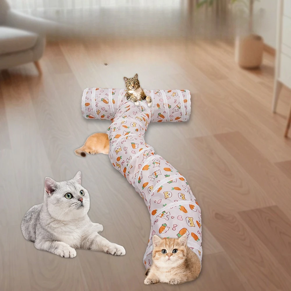 Túnel de zanahoria para gatos, suministros para mascotas, T S Pass, túnel de juego, túnel plegable para gatos, juguetes para gatos, barril de taladro transpirable para papel fuerte para interiores - imagen 2