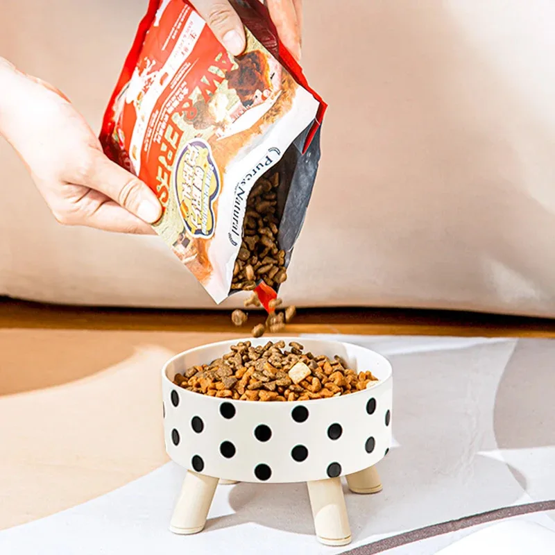 Cuenco para gatos con diseño de tablero de ajedrez de lunares blanco y negro, cuenco para perros pequeños, cuenco de plástico PP para mascotas, Universal para gatos y perros, 1 ud. - imagen 3