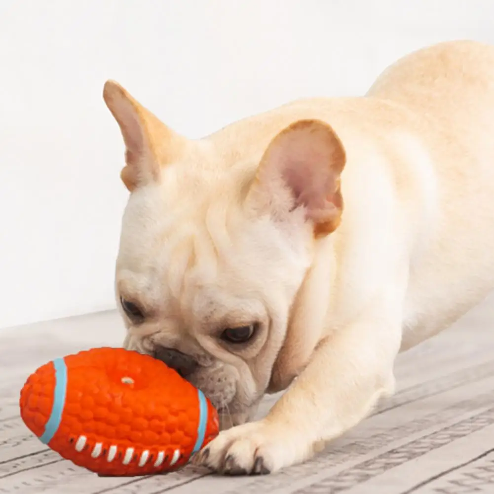 Boule sonore de dentition pour chiot, jouet interactif pour chien, série Rugby en Latex, soulagement de l'ennui, nettoyage des dents, fournitures d'intérieur et d'extérieur pour animaux de compagnie - imagen 2