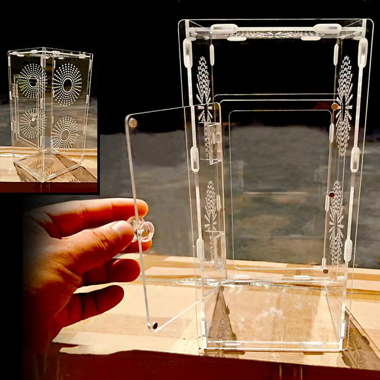 Caja de cría de instalación rápida de terrario de reptiles pequeño acrílico de montaje DIY