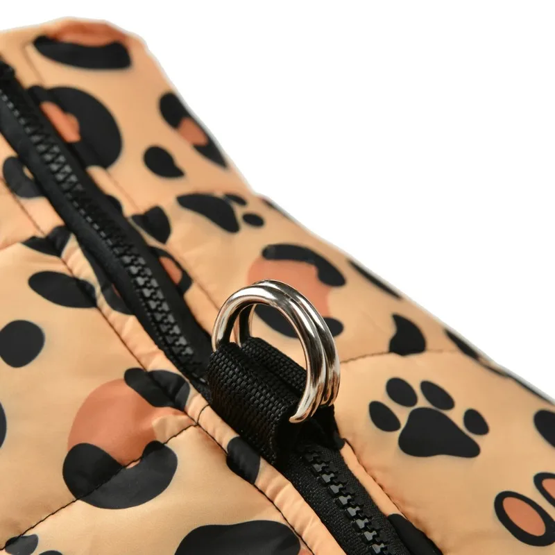 Chaqueta de invierno para cachorros, ropa para perros pequeños y gatos, abrigo impermeable con estampado de leopardo a la moda para mascotas, trajes de fiesta para Bulldog Francés y Pug - imagen 3