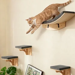 Árbol y cama de pared para gato en madera maciza – Ahorra espacio