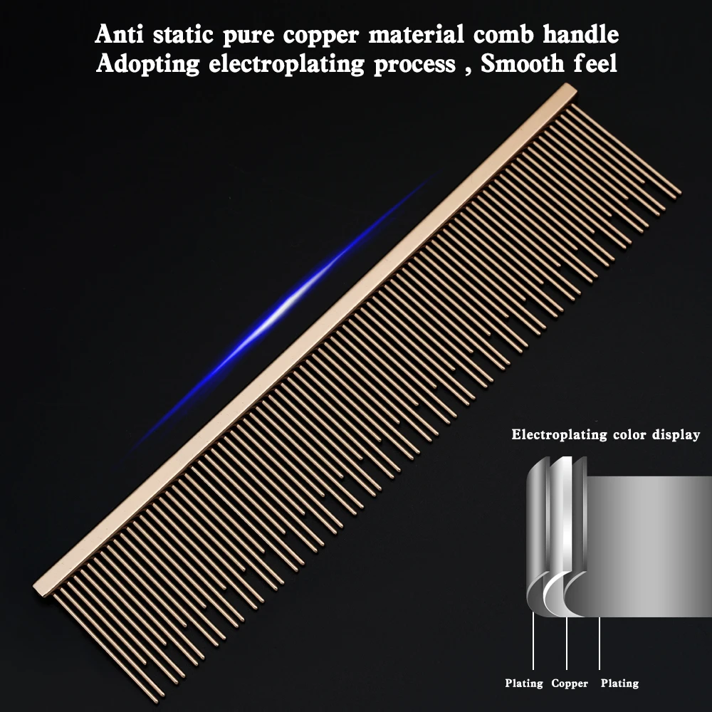 Peine específico para gatos Diseño de dientes largos y cortos Ragdoll Cat Blue Cat Mangillo de peine de cobre Cabello peinado profundo Buena elasticidad - imagen 3