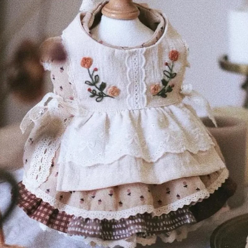 Perro Primavera Verano vestido fino lindo gato cariño conejo Pongee vestido de Lolita mascota pequeña Kawaii ropa productos Accesorios - imagen 4