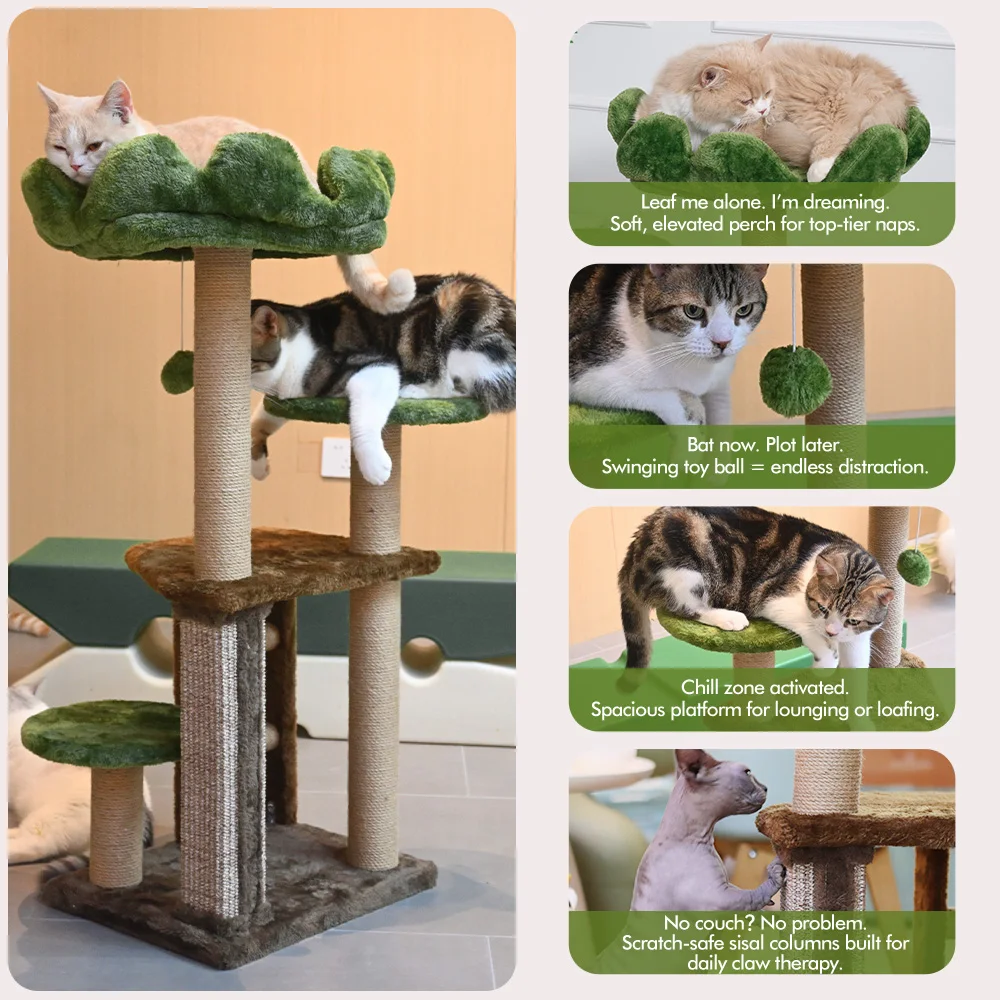 Árbol para Gatos Medianos: Torre de Niveles con Escalera y Rascador - imagen 3