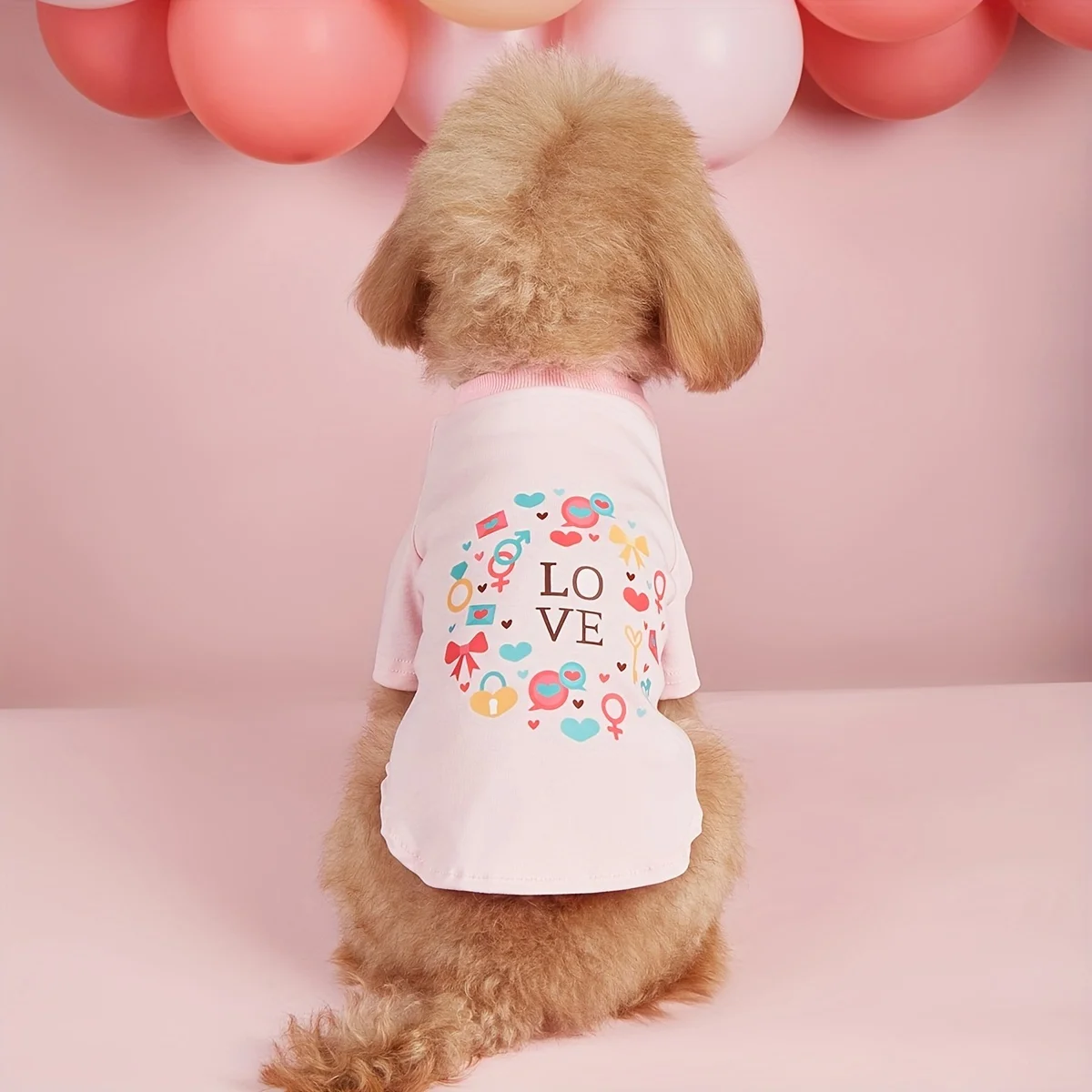Camisa cómoda con estampado de corazón de amor rosa para perro, camisetas para perros, ropa para mascotas para cachorros, gatos y perros pequeños, Día de San Valentín