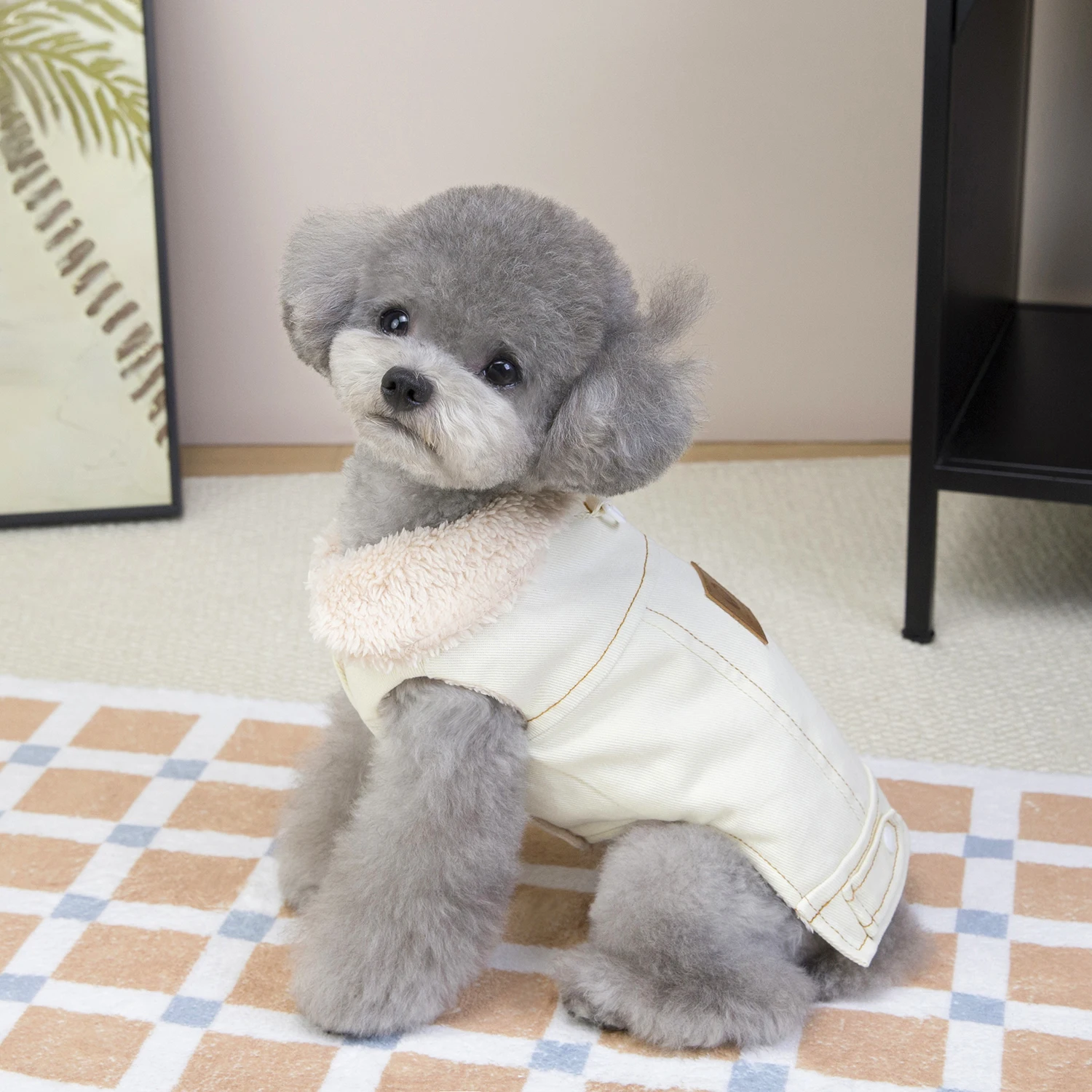 Abrigo vaquero para perros, ropa de invierno para perros, chaqueta, abrigos, chaleco acolchado de piel cálida para perros pequeños y medianos, ropa para mascotas, trajes, disfraz con anillo en D