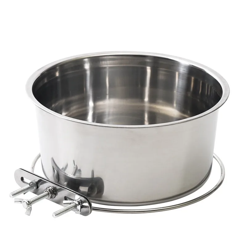 Cuenco de comida de acero inoxidable para mascotas, fácil limpieza, lata gruesa profunda, tornillos fijos, jaula colgante, cuenco de agua antideslizante para mascotas, accesorios de alimentación - imagen 4