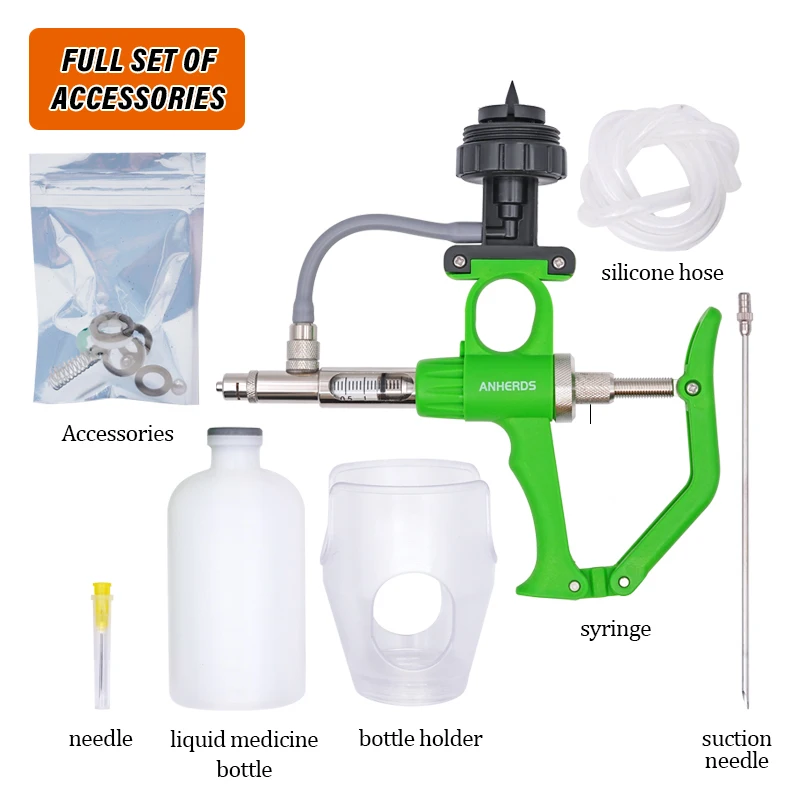 Jeringa continua automática para animales, equipo veterinario con botellas de vacunación, granja multifunción de Metal, 1ml/2ml/5ml - imagen 3
