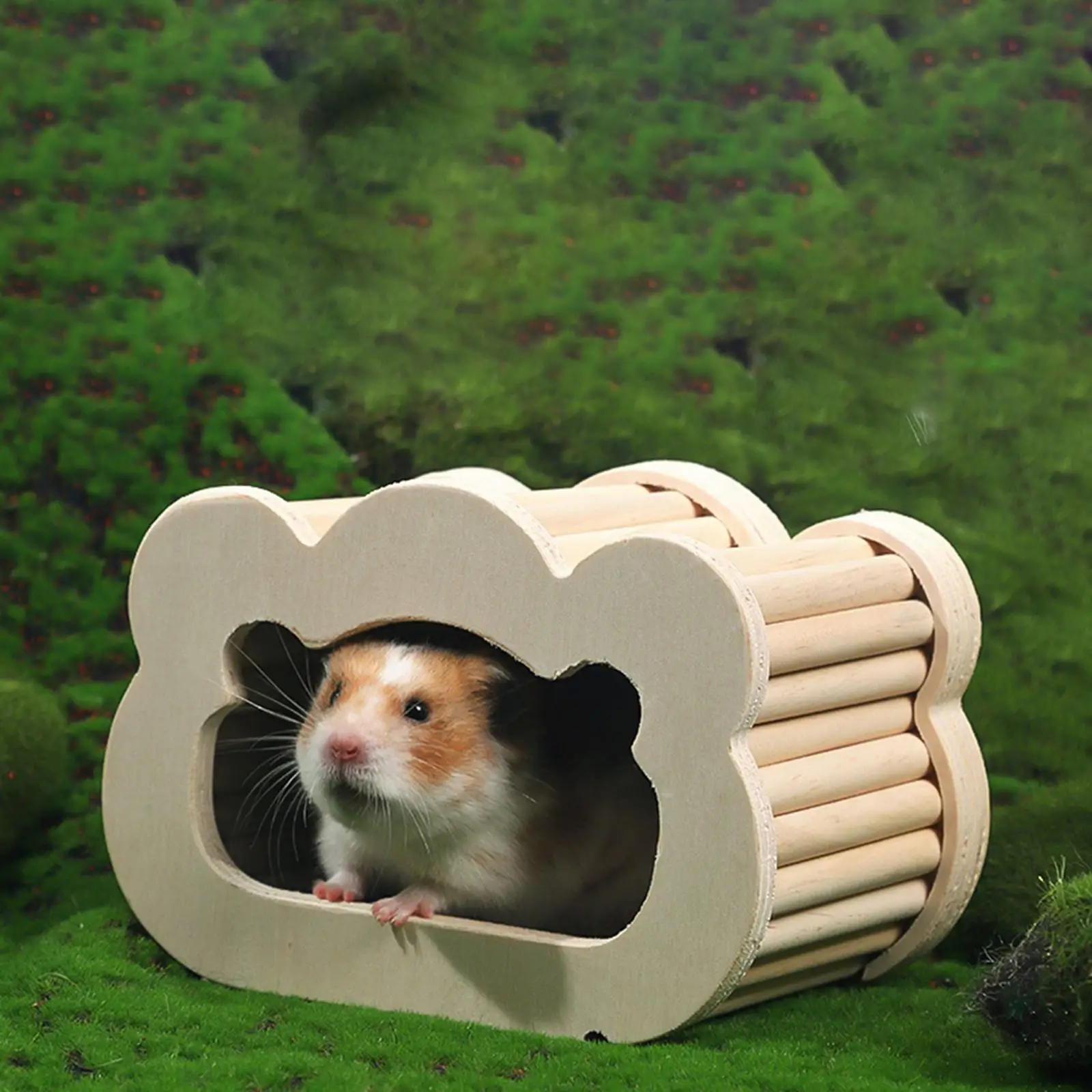 Casa de madera para hámster, nido oculto para casa de animales pequeños, refugio de actividades, accesorio de jaula de decoración de hábitat para correr, hacer ejercicio - imagen 4