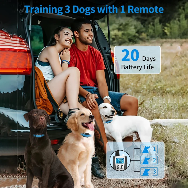 Collar de corteza de perro de 3300 pies, Collar de choque automático para perros pequeños, medianos y grandes con 5 sensibilidad ajustable e impermeable, linterna - imagen 3