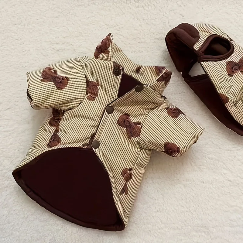 Conjunto de ropa cálida acolchada de algodón para otoño e invierno, chaqueta gruesa con estampado de dibujos animados, adecuada para perros pequeños y medianos - imagen 4