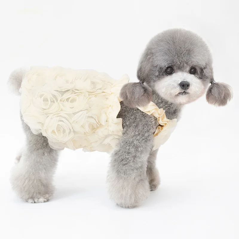 Vestido de Boda de Princesa para perro de lujo, vestido rosa para cachorro de Pomerania Yorkshire, falda, ropa de primavera y verano, 2 colores - imagen 2