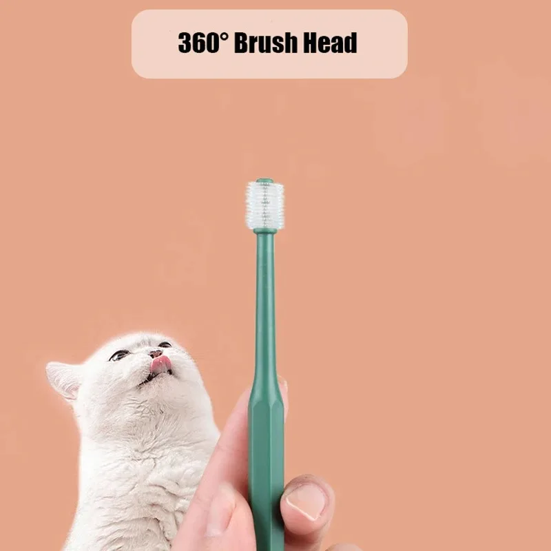 Cepillo de dientes para mascotas de 360 grados, cepillo para gatos, además del mal aliento, cuidado de los dientes del sarro, limpieza bucal para perros y gatos, suministros de limpieza para perros y gatos - imagen 5